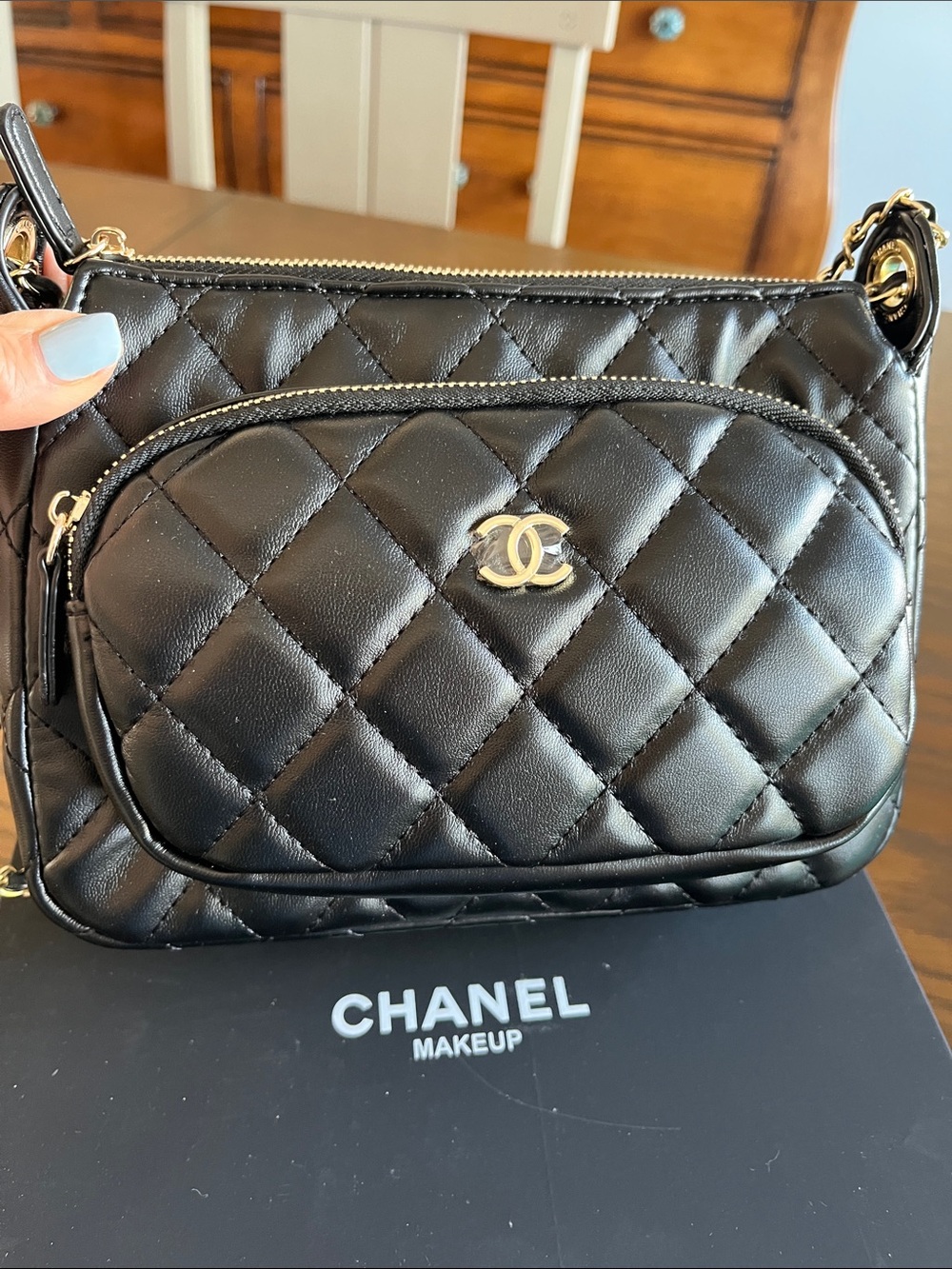 Chanel Makeup Line Black Quilted Crossbody Bag - Picture 11 of 14